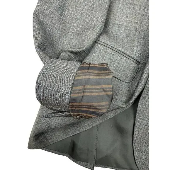 Z Zegna Wool Single-Breasted Blazer Jacket Gray Blue Check Size 40 R US - Picture 9 of 9